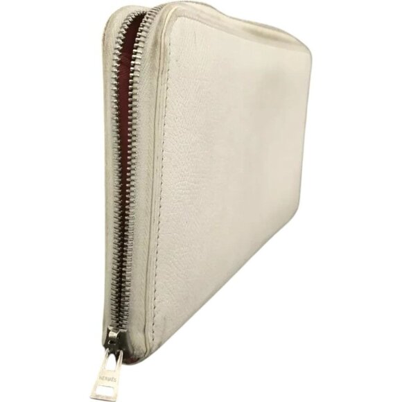 010206BH (L2) Hermes Wallet Long Azap Silk In Veau Epsom White Leather - Picture 4 of 9